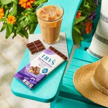 LILY'S Salted Almond Extra Dark Chocolate Style No Sugar Added, Sweets Bars, 2.8 oz (12 Count)