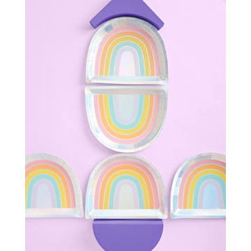 Rainbow Paper Plates - Colorful 25 Pack for Parties