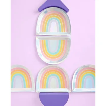 Rainbow Paper Plates - Colorful 25 Pack for Parties