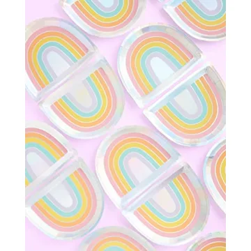 Rainbow Paper Plates - Colorful 25 Pack for Parties