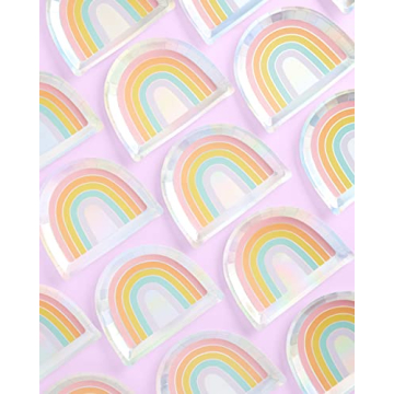 Rainbow Paper Plates - Colorful 25 Pack for Parties
