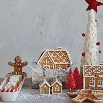 One Holiday Way 6-Inch Hand Painted Decorative Ceramic Gingerbread House Christmas Dessert Plate - X...