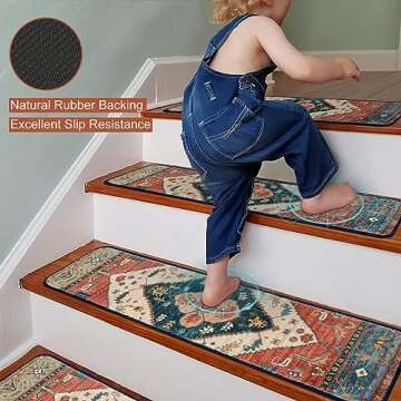 OJIA Extra Non-Slip Stair Treads - 15 Pack Safety Mats for Stairs