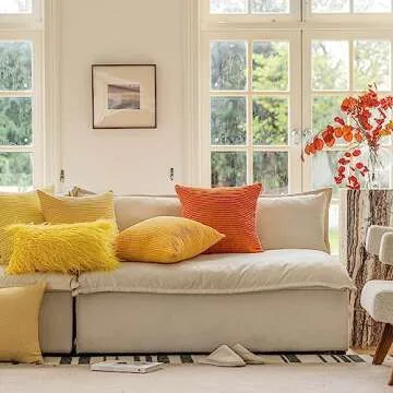 Home Brilliant 2 Pack Large Pillow Covers Super Soft Striped Corduroy Large Throw Pillow Sham Cushion Cover Living Room, 26 x 26 Inch, Sunflower Yellow