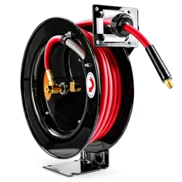 ReelWorks Air Hose Reel 3/8 Inch x 50 Foot Maximum 300 PSI with Steel Construction