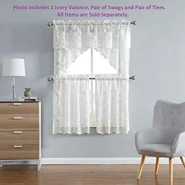 Warm Home Designs Elegant Lace Kitchen Tier Curtains