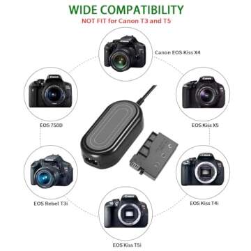 Gonine ACK-E8 ACKE8 Power Supply LP-E8 LPE8 Camera Dummy Battery DR-E8 DC Coupler AC Adapter kit for...