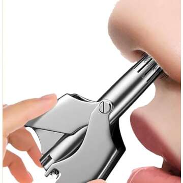 FREHOMEE Manual Nose Hair Trimmer - No Battery, Waterproof Stainless Steel Tool for Nose, Ear, and M...
