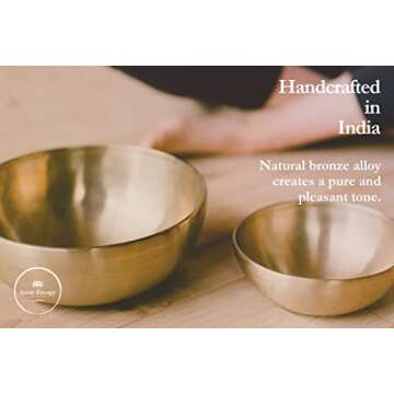 3 Piece Bronze Singing Bowl Set with Mallet, Felt Rings and Covers, Universal Series — MADE IN INDIA — For Meditation, Yoga and Sound Healing Therapy, 2-YEAR WARRANTY