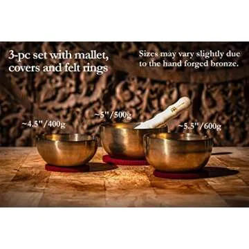Bronze Singing Bowl Set for Meditation & Yoga
