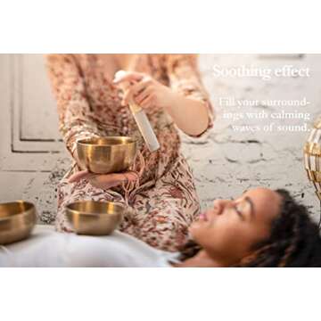 3 Piece Bronze Singing Bowl Set with Mallet, Felt Rings and Covers, Universal Series — MADE IN INDIA — For Meditation, Yoga and Sound Healing Therapy, 2-YEAR WARRANTY
