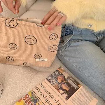 Chic Corduroy Cosmetic Bag for Women - Stylish Makeup Organizer