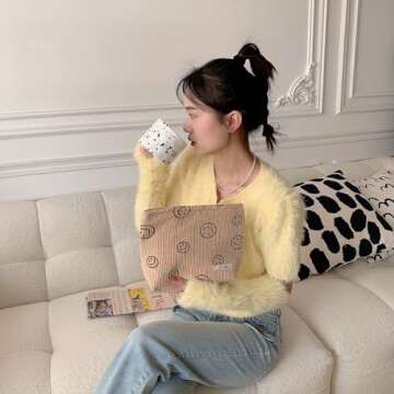 Chic Corduroy Cosmetic Bag for Women - Stylish Makeup Organizer