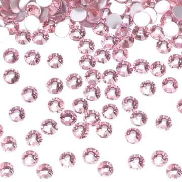 Jollin Glue Fix Crystal Flatback Rhinestones Glass Diamantes Gems for Crafting Nail Art Crafts Decorations Clothes Shoes 4.8mm (ss20 1440pcs, Pink)
