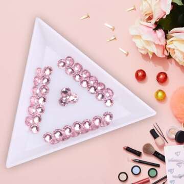 Jollin Glue Fix Crystal Flatback Rhinestones Glass Diamantes Gems for Crafting Nail Art Crafts Decorations Clothes Shoes 4.8mm (ss20 1440pcs, Pink)