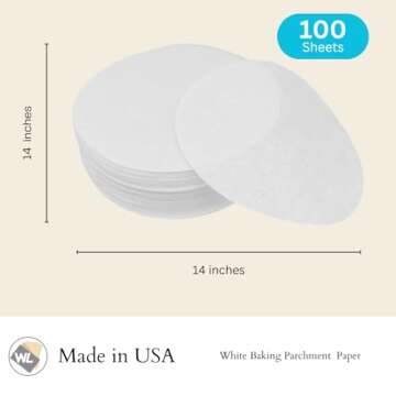 Worthy Liners 14 Inch 100 Sheets | Parchment Paper Rounds | Made is USA | Nonstick Precut Pizza Pan,...