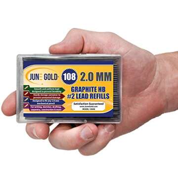 June Gold 108 Pieces, 2.0 mm HB #2 Lead Refills, 90 mm Length, Extra Bold Thickness, Break Resistant Lead/Graphite