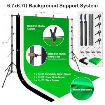 Photography Light Kit with Backdrops for Professionals
