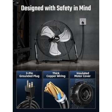 High Velocity 12 Inch Metal Floor Fan for Home