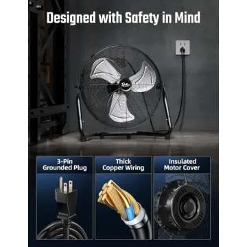 High Velocity 12 Inch Metal Floor Fan for Home