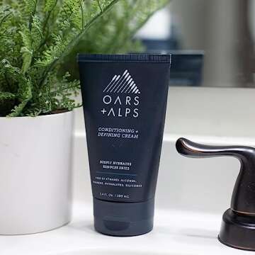 Oars + Alps Conditioning and Defining Cream, Styling Cream to Prevent Dull and Dry Hair, Contains Argan Oil and Chia Seed Oil, 3.4 Fl Oz