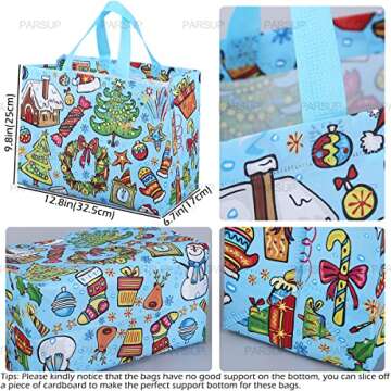 PARSUP 8PCS Christmas Gift Bags,Christmas Tote Bags with Handles, Christmas Treat Bags, Multifunctio...