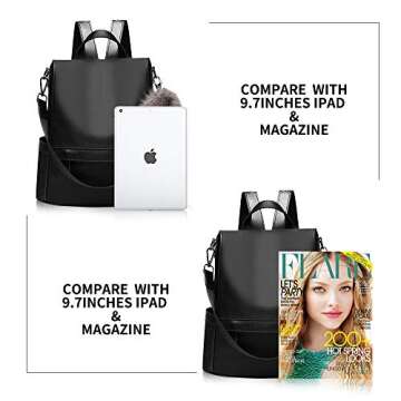 CHERUTY Women Backpack Purse Nylon Anti-theft Fashion Casual Lightweight Travel Shoulder Bag (1-1 Black, Medium)