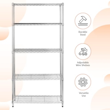 Amazon Basics 5-Shelf Heavy Duty Steel Wire Storage Rack