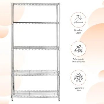 Amazon Basics 5-Shelf Heavy Duty Steel Wire Storage Rack
