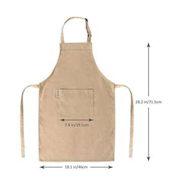 Kids Apron and Chef Hat Set-Adjustable Child Apron for Boys and Girls for Cooking Baking Khaki