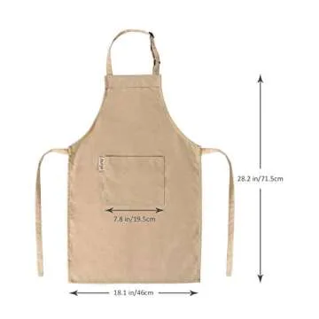 Kids Apron and Chef Hat Set-Adjustable Child Apron for Boys and Girls for Cooking Baking Khaki