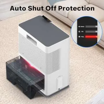 NineSky Dehumidifier for home, 98 OZ Dehumidifier for Room, Dehumidifiers for Bathroom, Bedroom, Basement (800 sq. ft.) with Auto Shut Off, 5 Colors LED Light(H2 White/Gray)