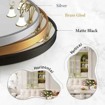 Dorlicecass Irregular Wall Mirror - Wall Mirrors Decorative 20"x36" Gold Asymmetrical Mirror Aviation Aluminum Alloy Frame for Bathroom, Bedroom, Living Room, Cloakroom, Entryway