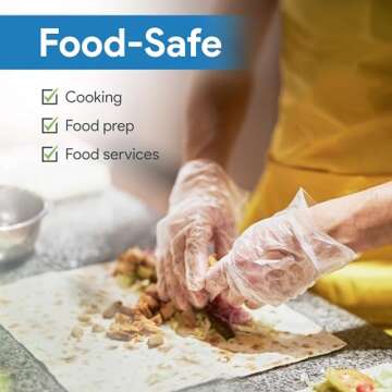 Vinyl Disposable Gloves - Food Safe Cooking & Cleaning 100 Pack