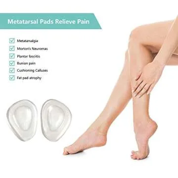 Temiart Ball of Foot Cushions Metatarsal Pads for Women Men Soft Gel Insoles Supports Forefoot Cushi...