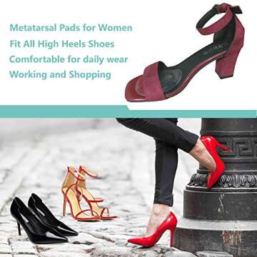 Temiart Ball of Foot Cushions Metatarsal Pads for Women Men Soft Gel Insoles Supports Forefoot Cushioning, Pain Relief Morton's Neuroma Foot Pads (4 Pair)