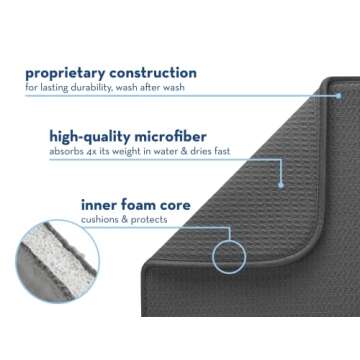 S&T INC. Dish Drying Mat XL, Highly Absorbent Microfiber Kitchen Counter Mat, Dish Drying Pad for Dishes, Utensils, Pots and Pans, Extra Large 18" x 24", Red