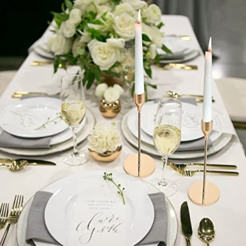 DEVI Gold Candlestick Holders 3pcs, Taper Candle Holders for Candlesticks, Valentines Day Wedding Decorations & Centerpieces for Dining Room Table