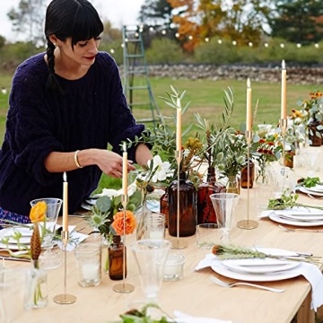 DEVI Gold Candlestick Holders 3pcs, Taper Candle Holders for Candlesticks, Valentines Day Wedding Decorations & Centerpieces for Dining Room Table