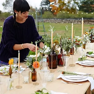 DEVI Gold Candlestick Holders 3pcs, Taper Candle Holders for Candlesticks, Valentines Day Wedding Decorations & Centerpieces for Dining Room Table