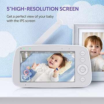 HiPP Baby Monitor, 5" 720P Video Baby Monitor with Pan-Tilt-Zoom Camera, Audio and Visual Monitoring...