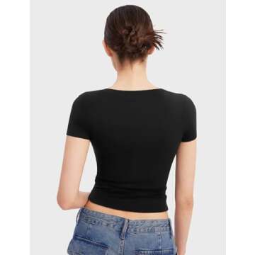 PUMIEY Scoop Neck Short Sleeve Tee - Comfortable Summer Style