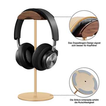 Stylish QinCoon Headphone Stand for All Headphone Sizes - Gold