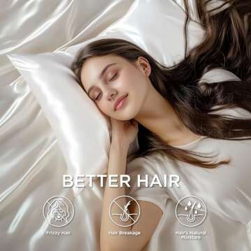 Bedsure Satin Pillowcase for Hair and Skin - Ivory Zipper Pillow Cases Queen Size Set of 2, Similar ...