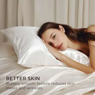 Bedsure Satin Pillowcase for Hair and Skin - Ivory Zipper Pillow Cases Queen Size Set of 2, Similar to Silk Pillow Cases, Silky & Super Soft, Gifts for Women Men, 20x30 Inches