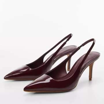 YIYA Women's Cherry Red Heels | Chic Slingback Stiletto Pumps