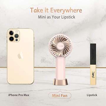 OUTXE Funme Mini Makeup Fan 3350mAh Eyelash Fan Portable Fan Handheld Fan USB 3 Settings Small Personal Fan Lightweight for Girls Women