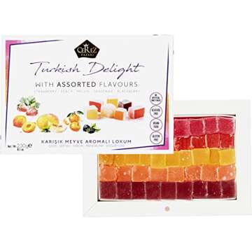Cerez Pazari Turkish Delights Candy With Assorted Mix Flavors, Vegan Fruit Snacks Gift Box, Sweet Lu...