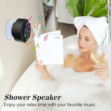 Experience Music with NITMTYOU Waterproof Floating Bluetooth Shower Speaker - LED Light, Perfect for...