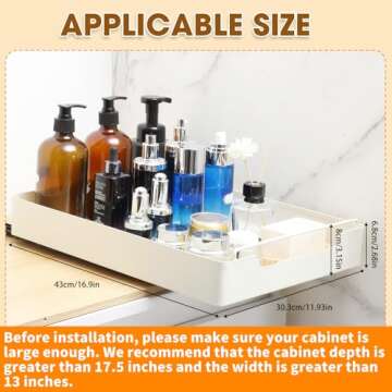 Pull Out Cabinet Organizer, Heavy Duty Slide Out Drawers for Kitchen Cabinets Adhesive Cabinet Pull ...